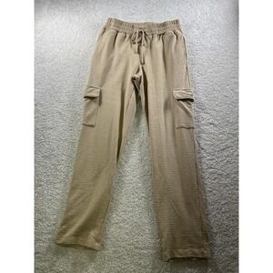 Robert Louis Pants Womens Medium Khaki Cargo Pull On Textured Elastic Waist